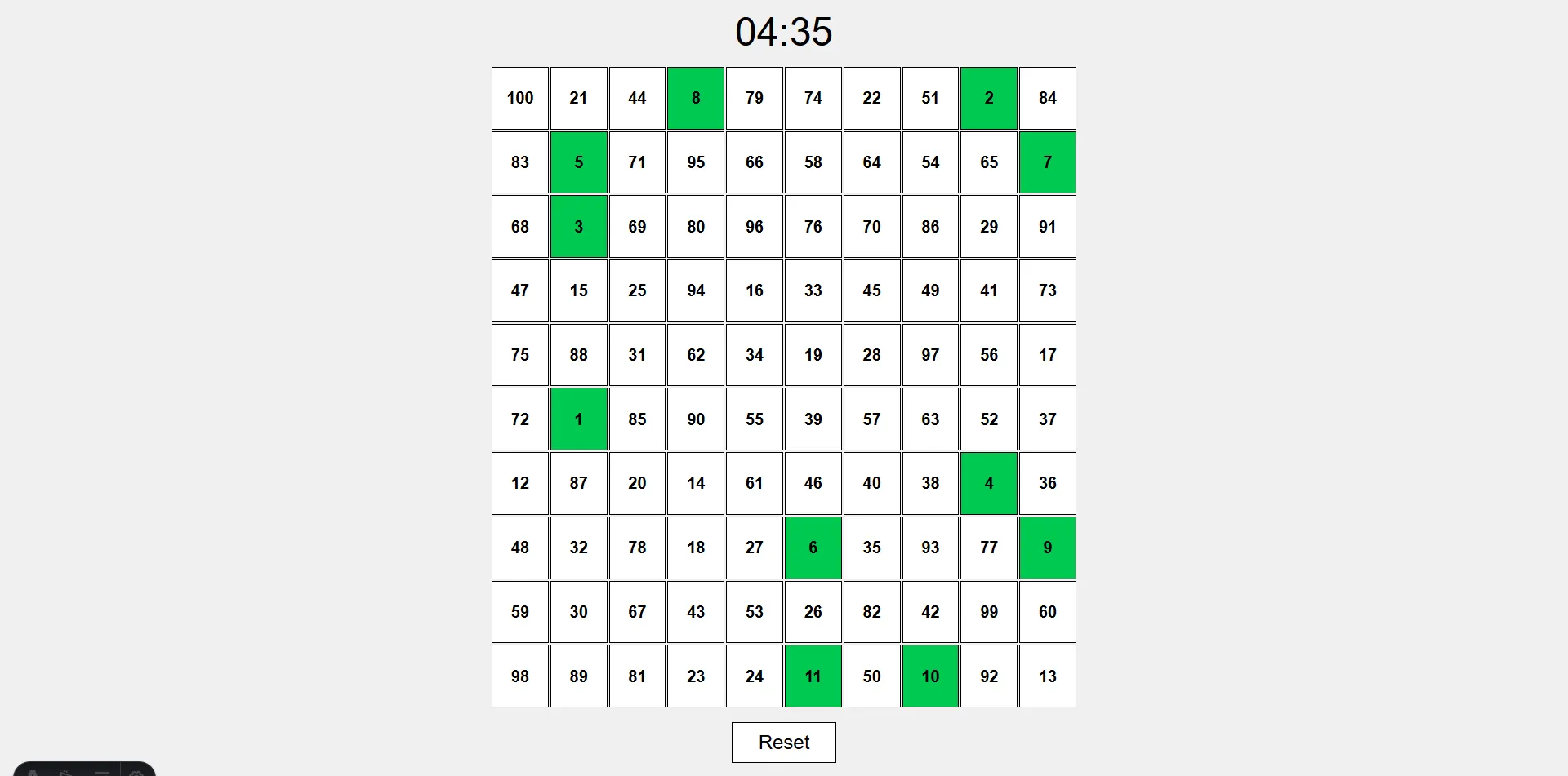 Captura del proyecto 1-100